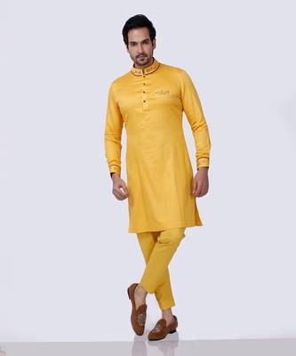 Yellow Embroidered Kurta Set 3