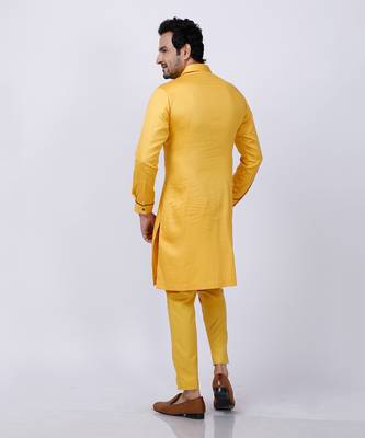Yellow Embroidered Kurta Set 4