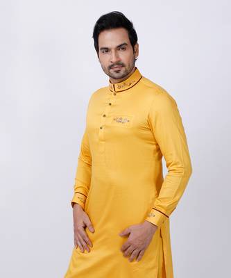 Yellow Embroidered Kurta Set 5