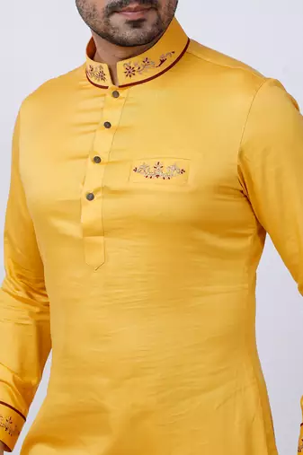 Yellow Embroidered Kurta Set