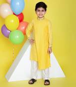 Yellow Pintucks Drape Kurta