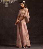 Rose Pink Aria Sharara Cape Set