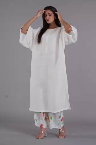 Asal White Kimono Kurta Set