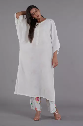 Asal White Kimono Kurta Set