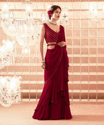 Oxblood Aalyah Saree 1