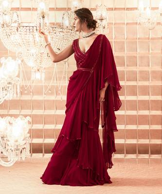 Oxblood Aalyah Saree 2