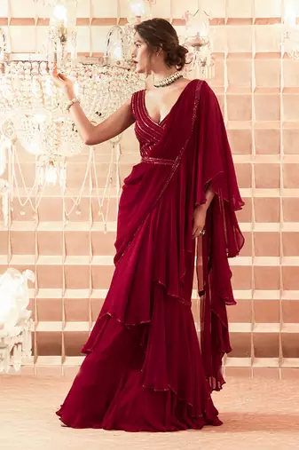 Oxblood Aalyah Saree