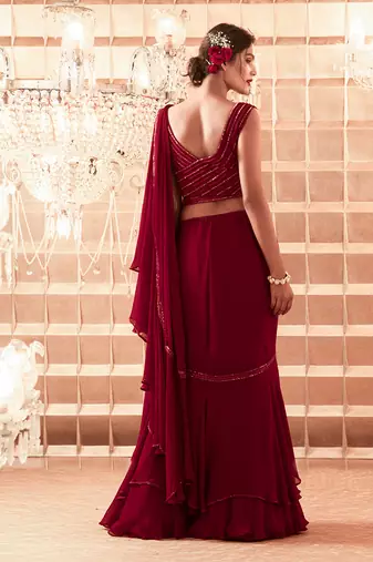Oxblood Aalyah Saree