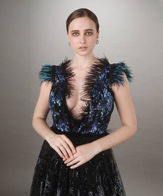 Sequin Embroidered Black Gown 3