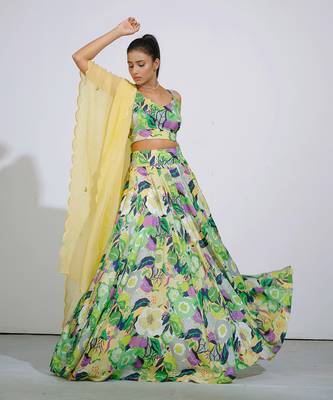 Gul Floral Bustier And Lehenga Set 1