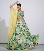 Gul Floral Bustier And Lehenga Set
