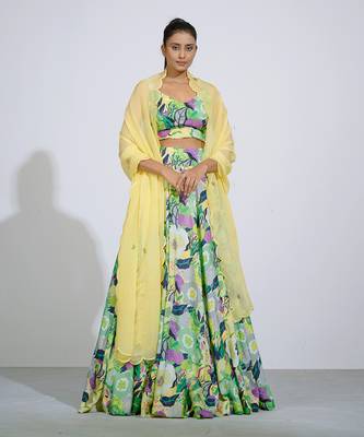Gul Floral Bustier And Lehenga Set 2
