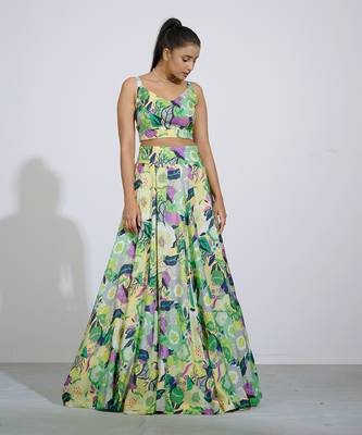 Gul Floral Bustier And Lehenga Set 4