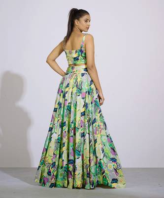 Gul Floral Bustier And Lehenga Set 5