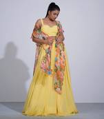 Gul Yellow Lehenga Set With Cape
