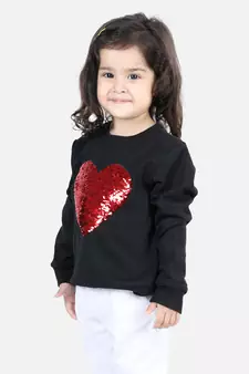 BownBee Girls Full Sleeve Sweatshirt - Black
