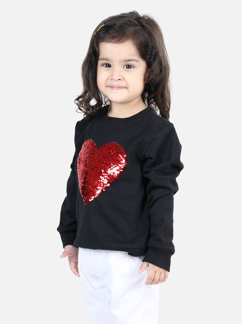 BownBee Girls Full Sleeve Sweatshirt - Black
