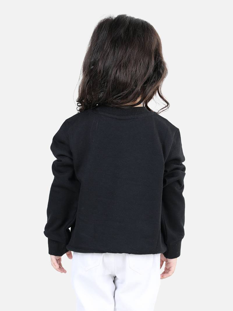 BownBee Girls Full Sleeve Sweatshirt - Black