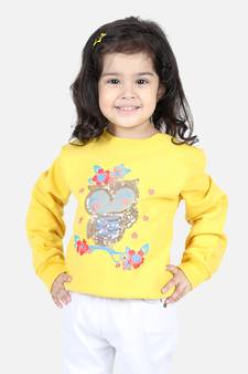 BownBee Girls Full Sleeve Sweatshirt - Yellow