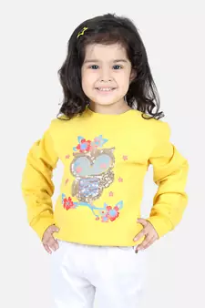 BownBee Girls Full Sleeve Sweatshirt - Yellow