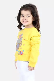 BownBee Girls Full Sleeve Sweatshirt - Yellow