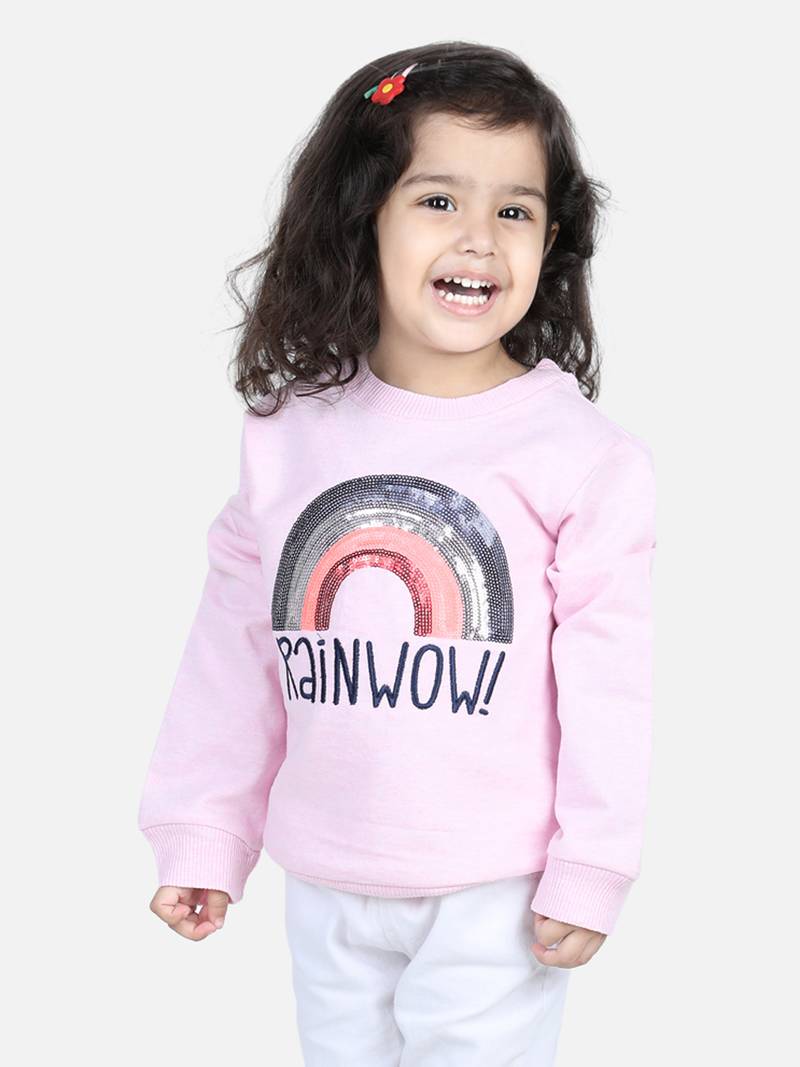 BownBee Girls Full Sleeve Sweatshirt - Pink