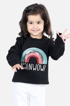 BownBee Girls Full Sleeve Sweatshirt - Black
