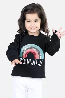 BownBee Girls Full Sleeve Sweatshirt - Black