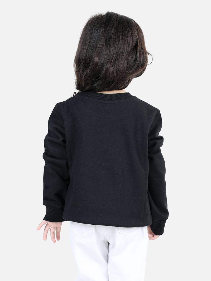 BownBee Girls Full Sleeve Sweatshirt - Black