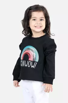 BownBee Girls Full Sleeve Sweatshirt - Black