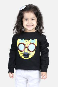 BownBee Girls Full Sleeve Sweatshirt - Black