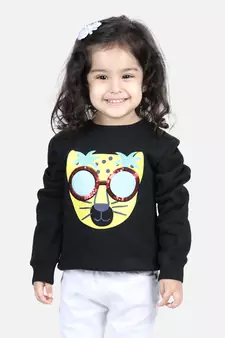 BownBee Girls Full Sleeve Sweatshirt - Black