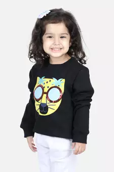 BownBee Girls Full Sleeve Sweatshirt - Black