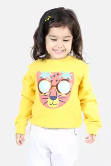 BownBee Girls Full Sleeve Sweatshirt - Yellow