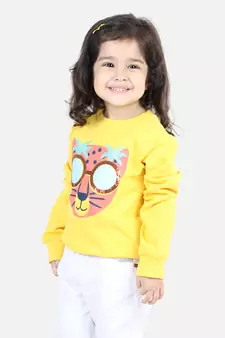 BownBee Girls Full Sleeve Sweatshirt - Yellow