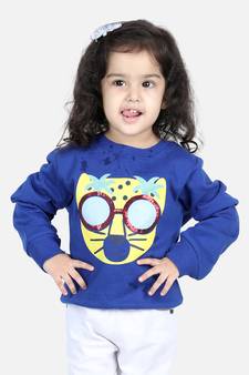 BownBee Girls Full Sleeve Sweatshirt - Blue