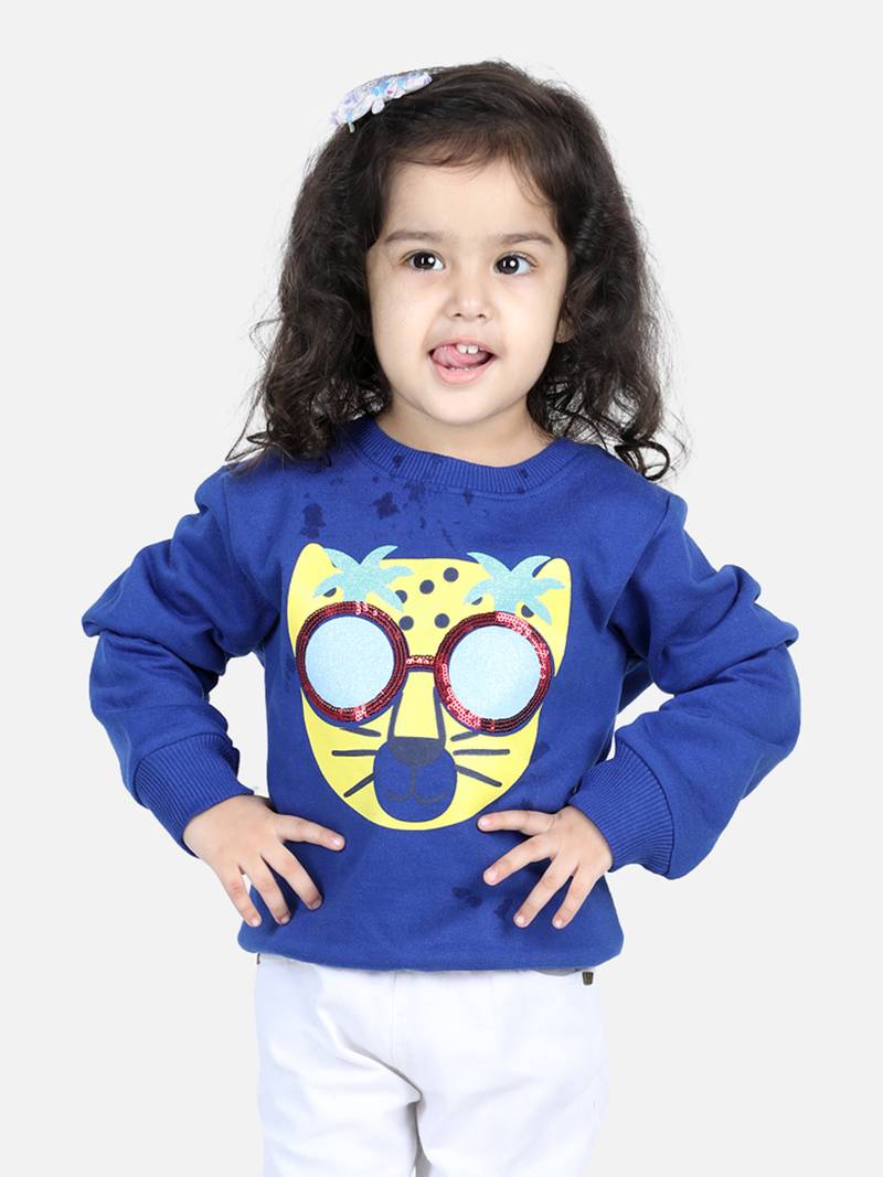 BownBee Girls Full Sleeve Sweatshirt - Blue