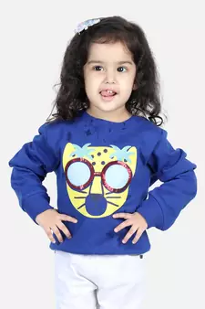 BownBee Girls Full Sleeve Sweatshirt - Blue