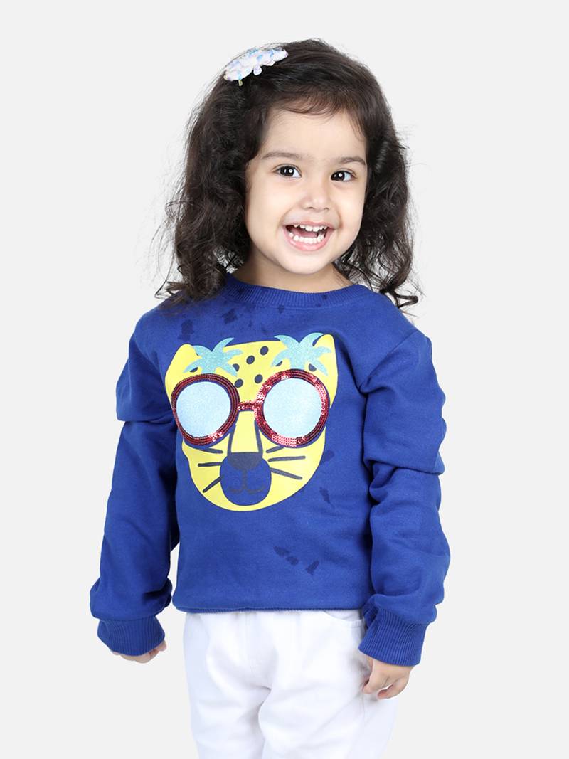 BownBee Girls Full Sleeve Sweatshirt - Blue
