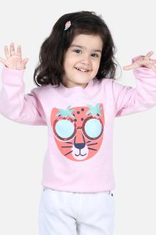 BownBee Girls Full Sleeve Sweatshirt - Pink