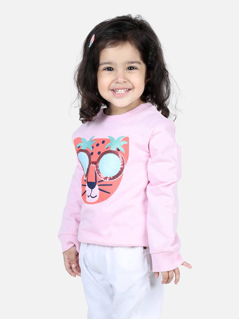 BownBee Girls Full Sleeve Sweatshirt - Pink