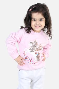 BownBee Girls Full Sleeve Sweatshirt - Pink