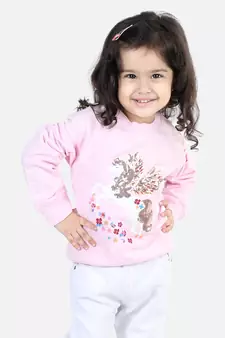 BownBee Girls Full Sleeve Sweatshirt - Pink