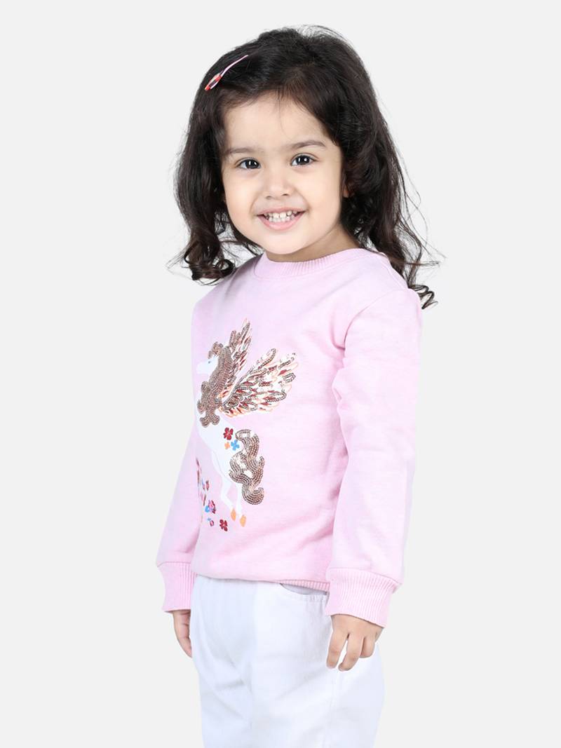 BownBee Girls Full Sleeve Sweatshirt - Pink