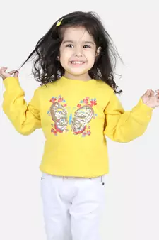 BownBee Girls Full Sleeve Sweatshirt - Yellow