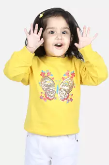 BownBee Girls Full Sleeve Sweatshirt - Yellow