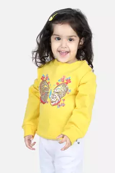 BownBee Girls Full Sleeve Sweatshirt - Yellow