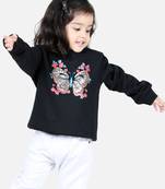 BownBee Girls Full Sleeve Sweatshirt - Black