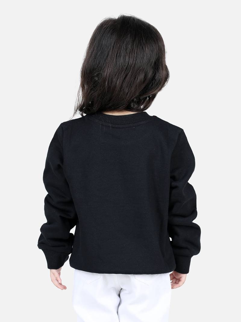 BownBee Girls Full Sleeve Sweatshirt - Black