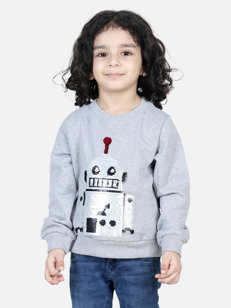 BownBee Boys Full Sleeve Sweatshirt - Gray